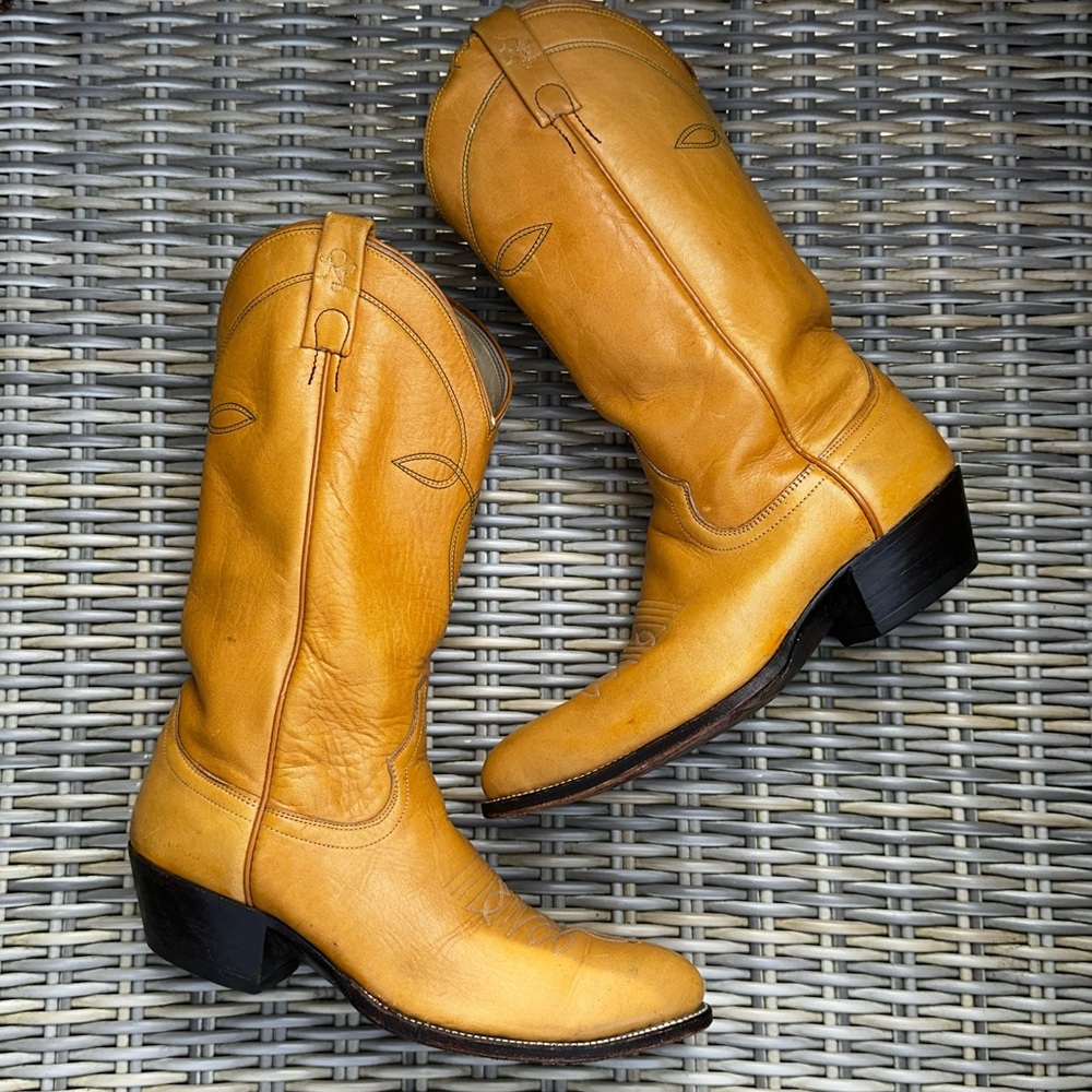 Vintage Ralph Lauren Cowboy Boots 10 70s Leather Boots Western Cowgirl Patina